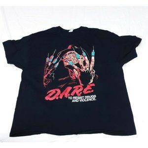 vintage D.A.R.E. Freddy Krueger Nightmare on Elm St  Shirt 3x XXXL Gildan Black